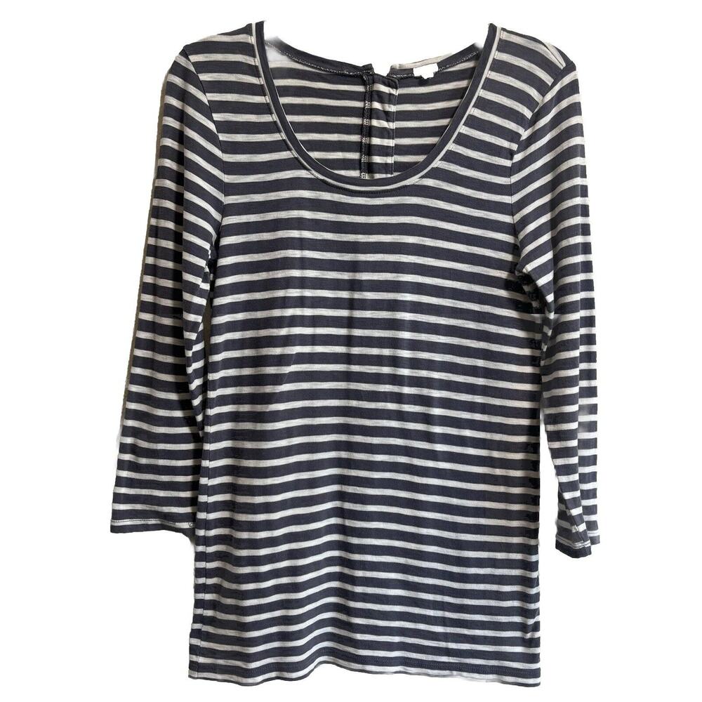 J.CREW Tunic Top 3/4 Sleeve Striped Back Zipper Nautical Coastal Women‘s Size M